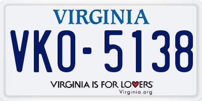 VA license plate VKO5138