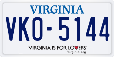 VA license plate VKO5144