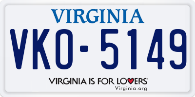 VA license plate VKO5149