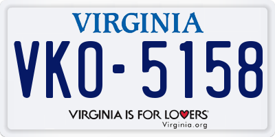 VA license plate VKO5158