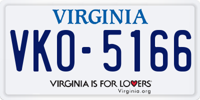 VA license plate VKO5166