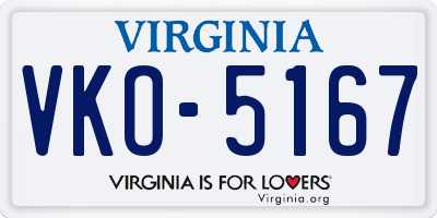 VA license plate VKO5167