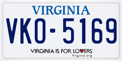VA license plate VKO5169