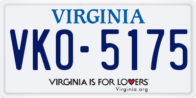 VA license plate VKO5175