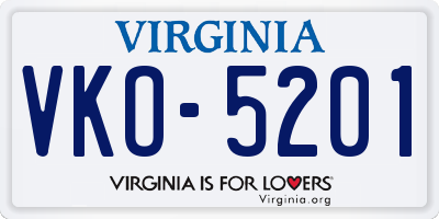 VA license plate VKO5201