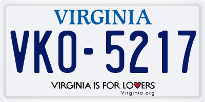 VA license plate VKO5217