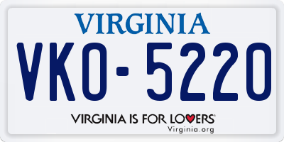 VA license plate VKO5220