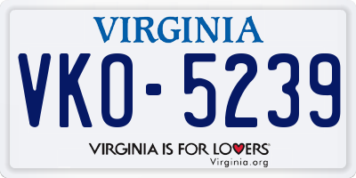 VA license plate VKO5239