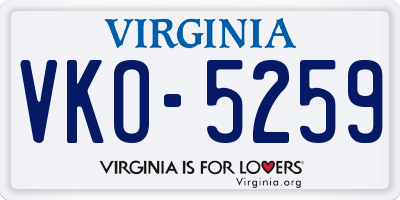 VA license plate VKO5259