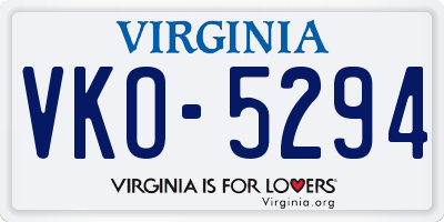 VA license plate VKO5294