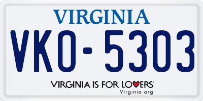 VA license plate VKO5303