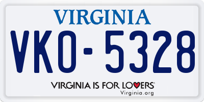 VA license plate VKO5328