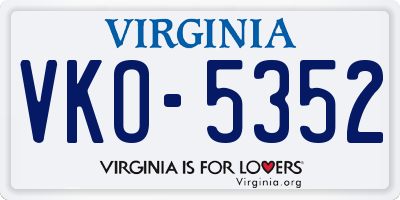 VA license plate VKO5352