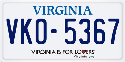 VA license plate VKO5367
