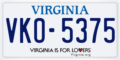 VA license plate VKO5375