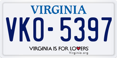 VA license plate VKO5397