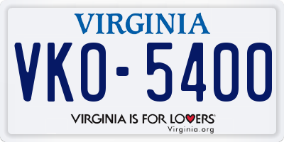 VA license plate VKO5400