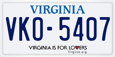 VA license plate VKO5407