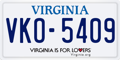 VA license plate VKO5409