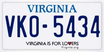 VA license plate VKO5434