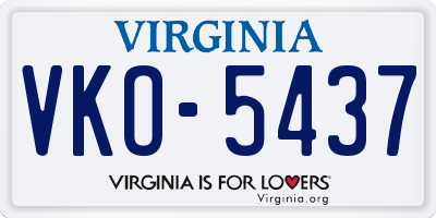 VA license plate VKO5437