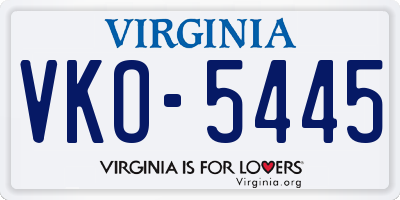 VA license plate VKO5445