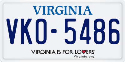 VA license plate VKO5486