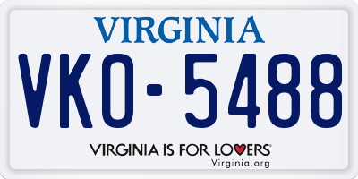VA license plate VKO5488