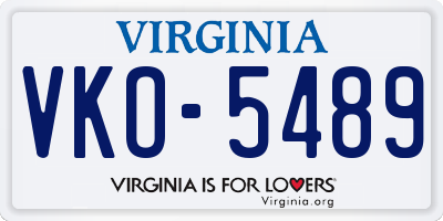 VA license plate VKO5489