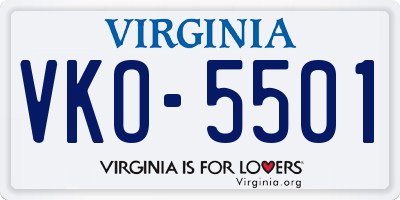 VA license plate VKO5501