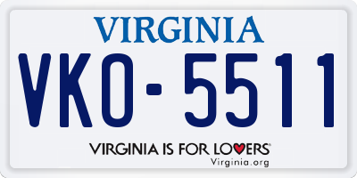 VA license plate VKO5511