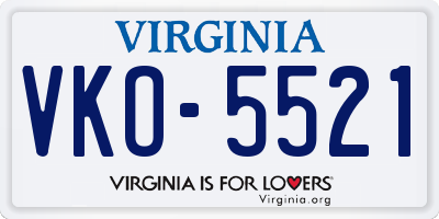 VA license plate VKO5521