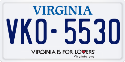 VA license plate VKO5530