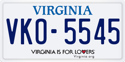 VA license plate VKO5545