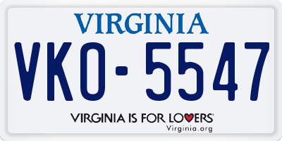 VA license plate VKO5547