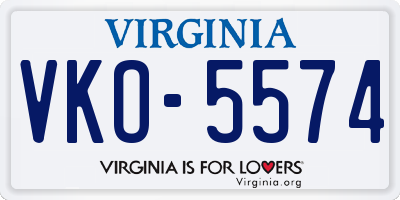 VA license plate VKO5574