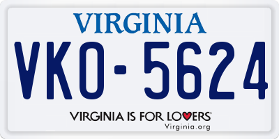 VA license plate VKO5624