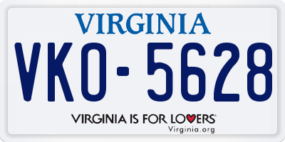 VA license plate VKO5628