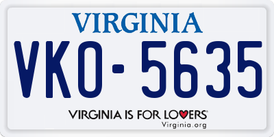 VA license plate VKO5635