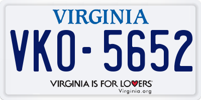 VA license plate VKO5652