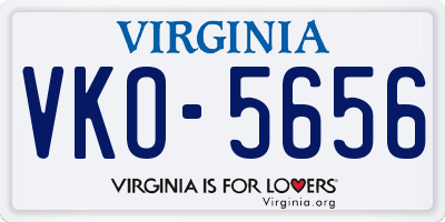 VA license plate VKO5656