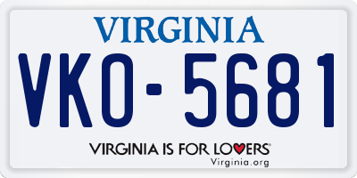 VA license plate VKO5681