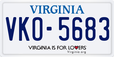 VA license plate VKO5683