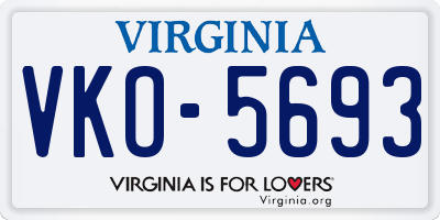 VA license plate VKO5693