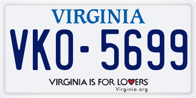 VA license plate VKO5699