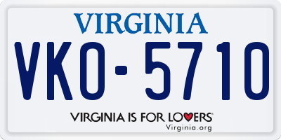 VA license plate VKO5710