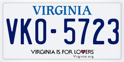 VA license plate VKO5723