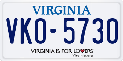 VA license plate VKO5730
