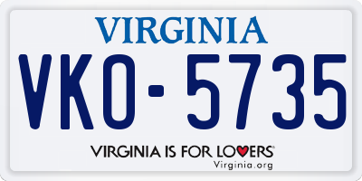 VA license plate VKO5735