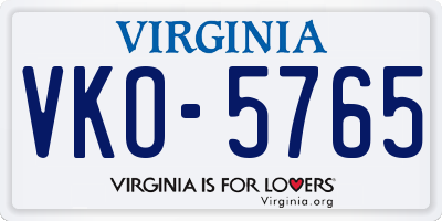 VA license plate VKO5765